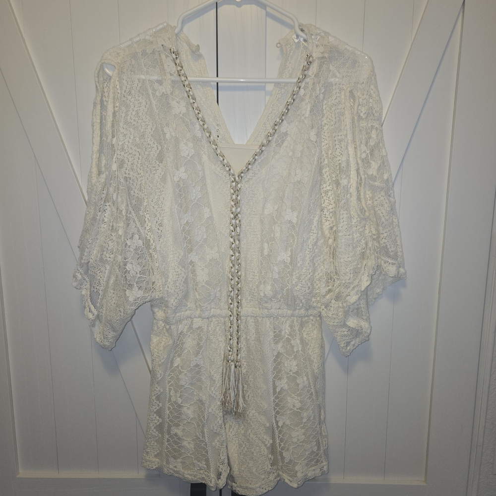 Elegant White Lace Womens Romper